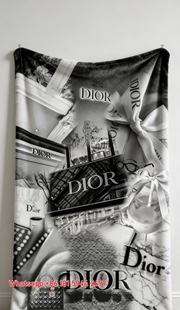 Dior Monochrome Luxury Collage Flannel Blanket Throw Sofa Decor D131